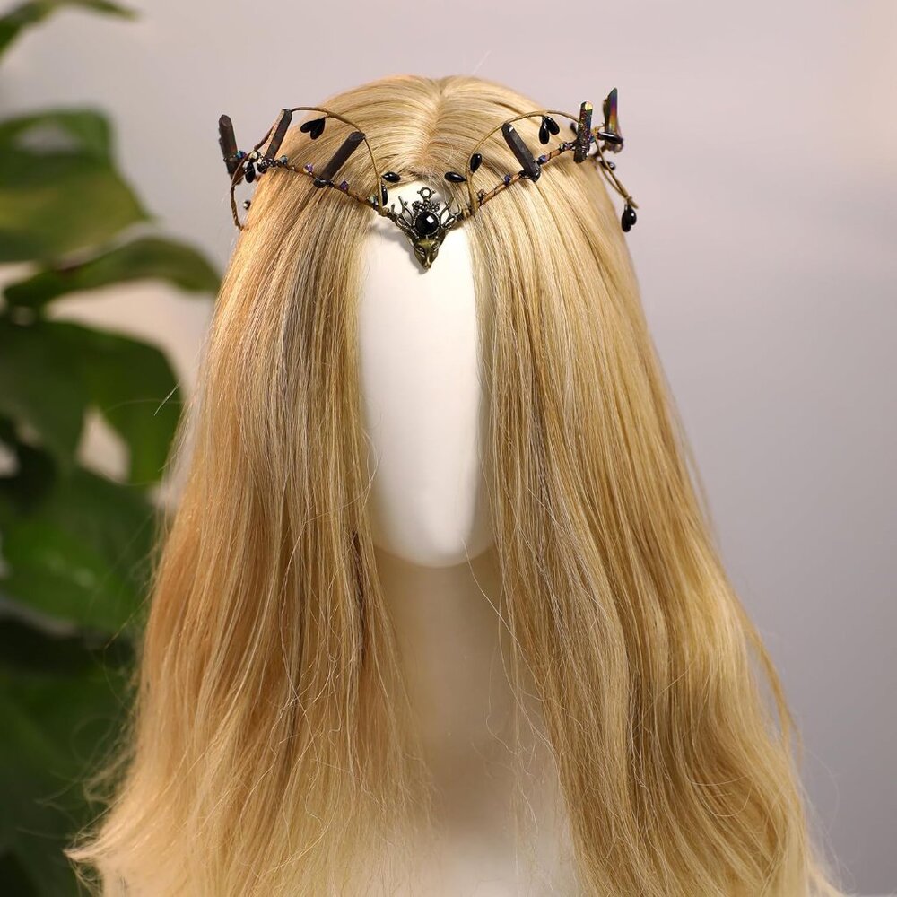 Elf Crystal Crown Tiara - Fairy Headpiece Viking Headband Elven Circlet for Rena - Picture 2 of 7